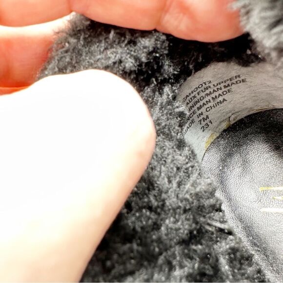 Marc Fisher Black Faux Fur Trimmed Suede Pointed Toe Stiletto Booties Shoeties 7 - Picture 11 of 11